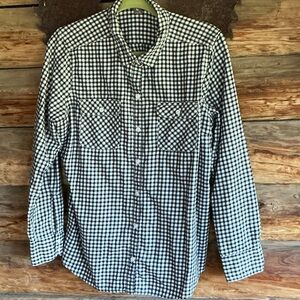 Eddie Bauer Black and White Gingham Button-Down Shirt